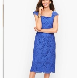 Talbots Cotton Blue Eyelet Midi Dress 4